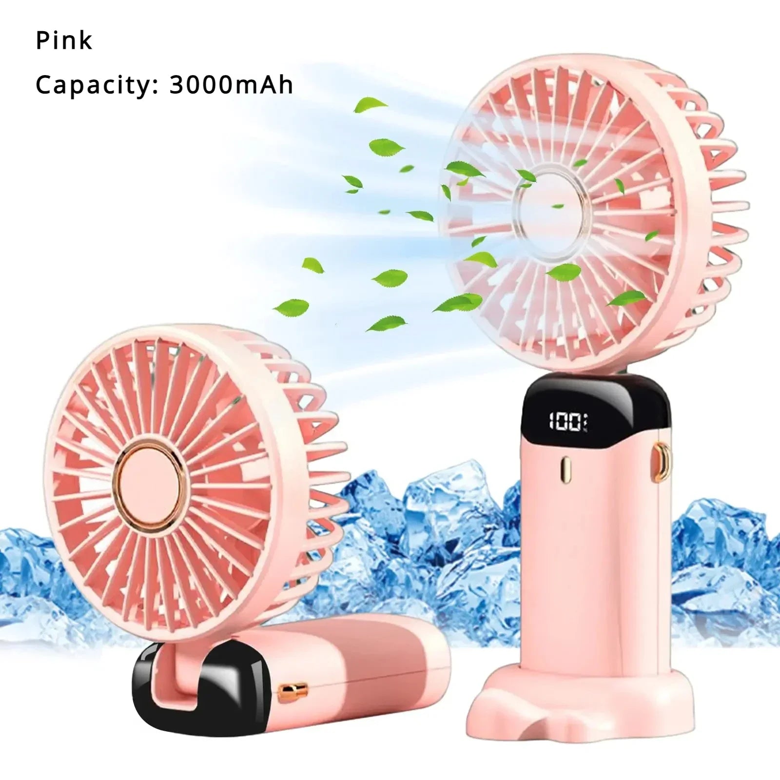 5000mAh Portable Fan Rechargeable 90° Foldable 5 Speed Mini Air Conditioner Small Fan Air Cooler with LED Digital Display - Fullshopping