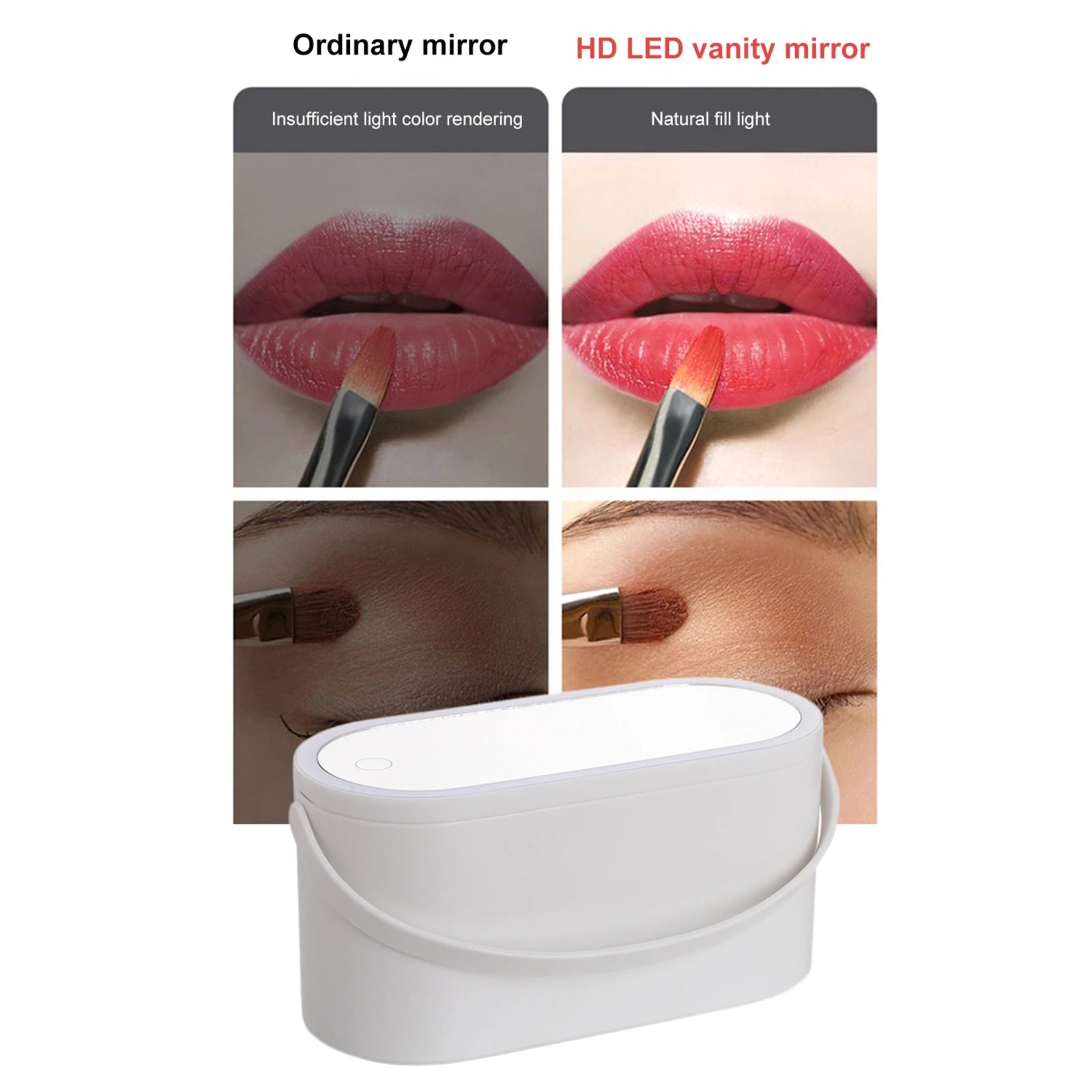 Portable Makeup Box with Light Up Mirror Cosmetic Storage Box Travel Makeup Case - Fullshopping