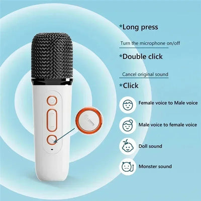 VIKEFON Mini Karaoke Machine LED Portable Bluetooth Speaker Suitable For Birthday Family Parties For Girls And Boys Microphone - Fullshopping
