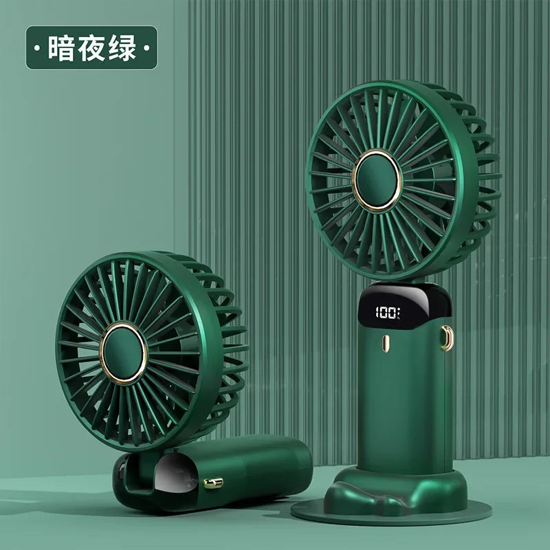 Handheld Fan with Digital Display, Foldable Fan Neck Hanging Fan, USB Charging Mini Fan Suitable for Outdoor Use in Offices - Fullshopping