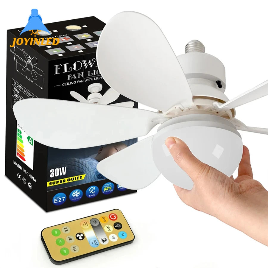 30W/40W Ceiling Fans with Remote Control LED Light Fan, E27 Lamp Base Intelligent Silent Ceiling Fan for Bedroom and Living Room - Fullshopping