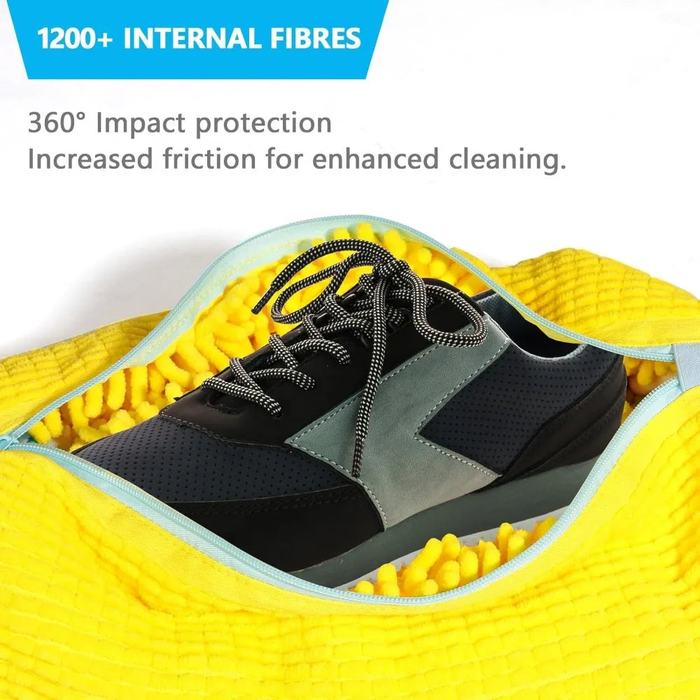Durable Shoe Washing Machine Bag for All Shoe Types-Yellow with Blue Zipper,Ideal for Sneakers and Casual Shoes,Laundry Wash Bag - Fullshopping