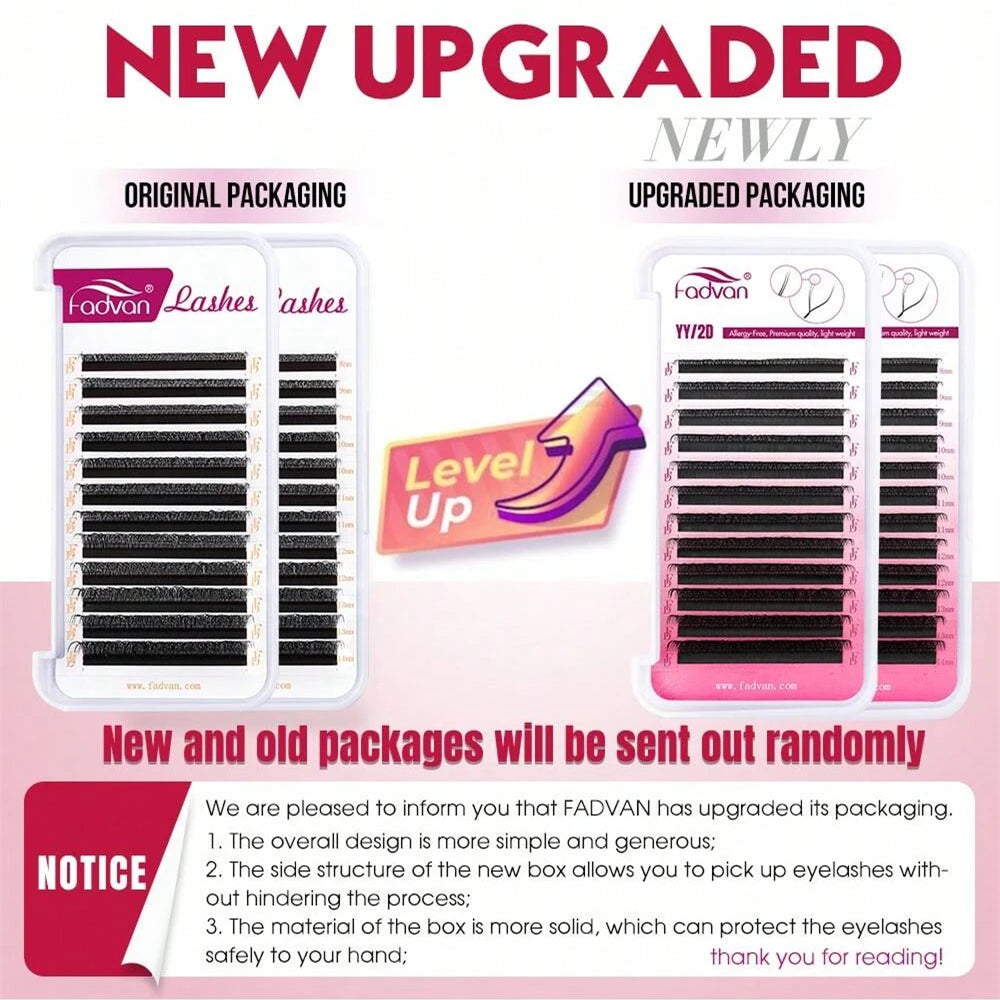 FADVAN 2D YY Shape Eyelash Fans Faux Mink C/D/8-14mm 0.07 Natural Soft Brazilian Lashes Premade Volume Fan Extension Lashes - Fullshopping