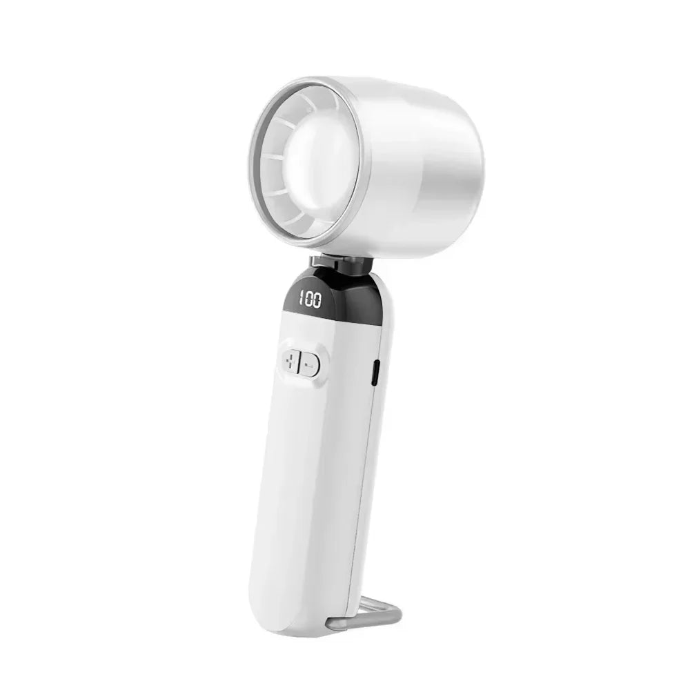 100 Speeds Handheld Fan Turbo Portable Fan With LED Battery Indicator USB Charging Foldable Mini Size For Outdoor Use - Fullshopping