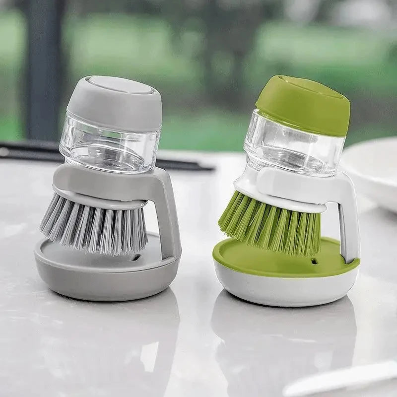 Dish Brush With Soap Dispenser Multi Use Soap Dispensing Scrub Brush For Household Universal Kitchen Dish Palm Brush With Tary - Fullshopping