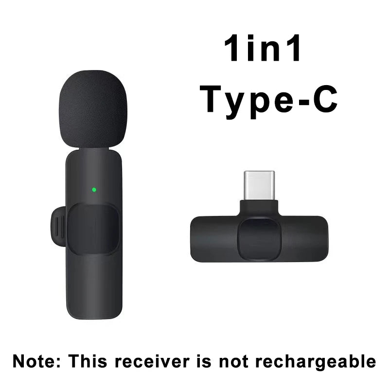 Wireless Lavalier Microphone Mini Portable Audio Video Recording Mic for iPhone Android Live Broadcast Gaming - Fullshopping