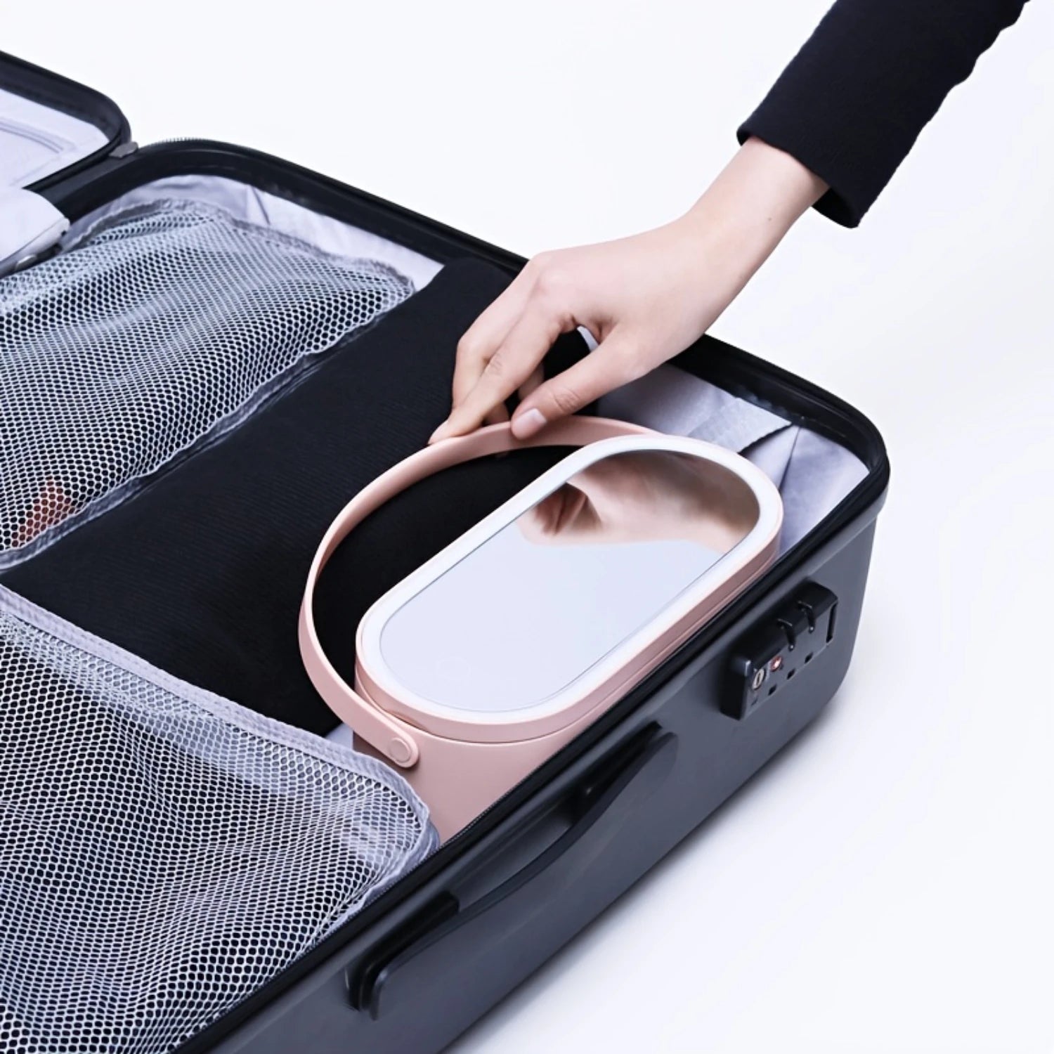 Cosmetic Storage Box, Cosmetic Bag, Makeup Bag, Portable Toiletry Case, Travel Cosmetic Case With Mirror And LED Lights; Great G - Fullshopping