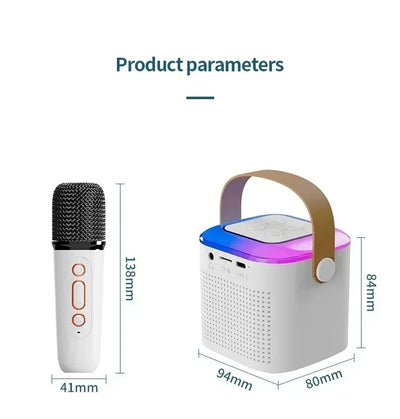 VIKEFON Mini Karaoke Machine LED Portable Bluetooth Speaker Suitable For Birthday Family Parties For Girls And Boys Microphone - Fullshopping