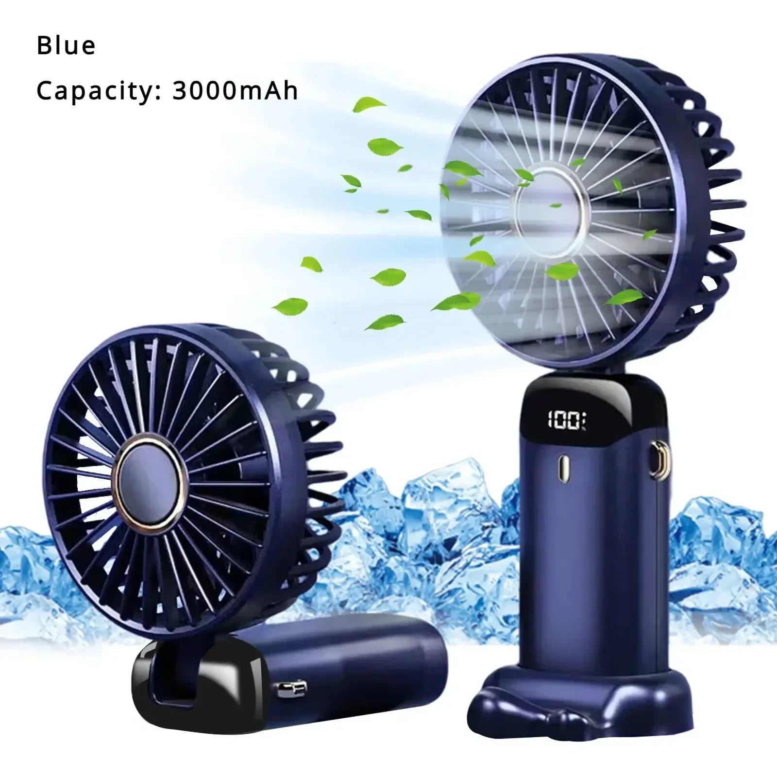 5000mAh Portable Fan Rechargeable 90° Foldable 5 Speed Mini Air Conditioner Small Fan Air Cooler with LED Digital Display - Fullshopping