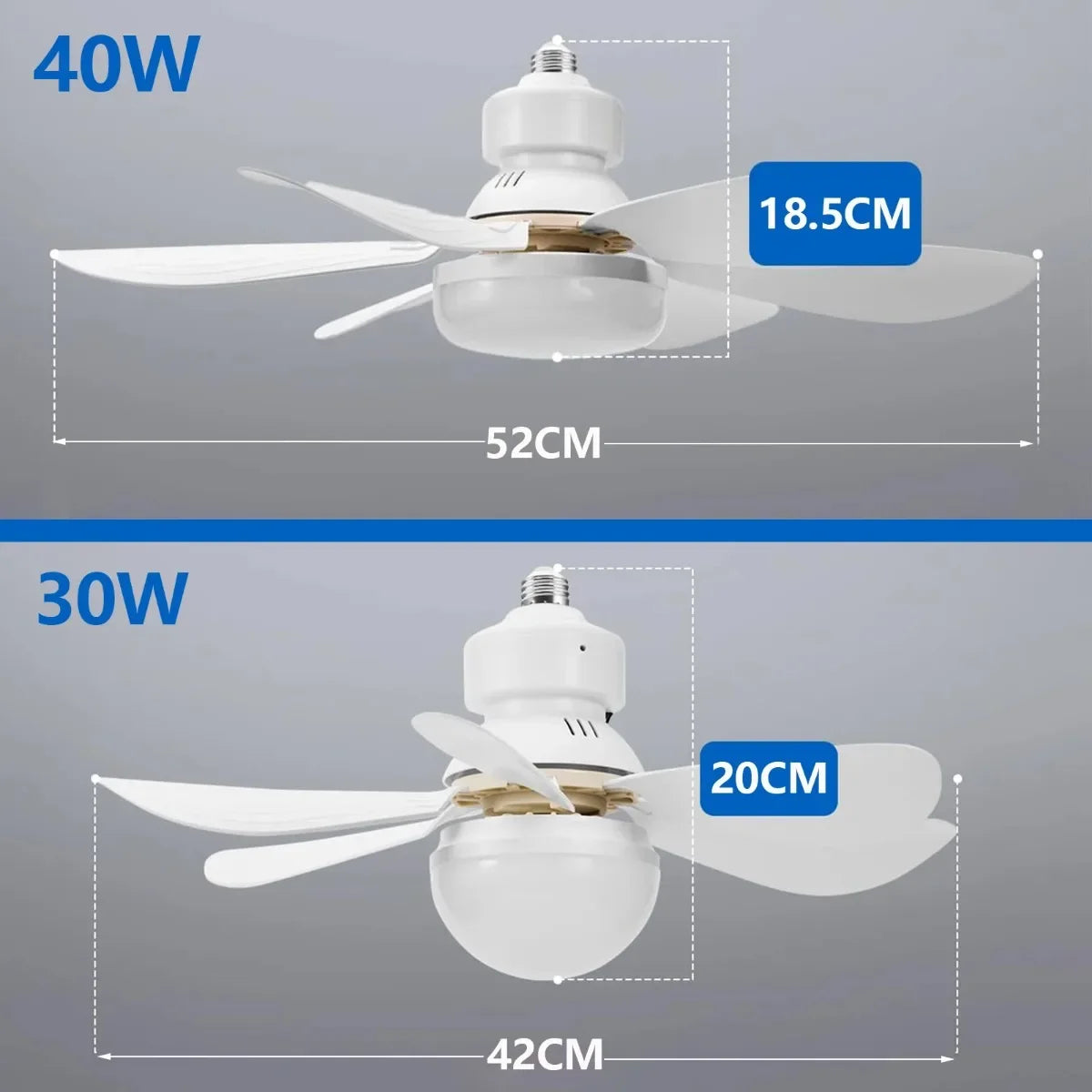 30W/40W Ceiling Fans with Remote Control LED Light Fan, E27 Lamp Base Intelligent Silent Ceiling Fan for Bedroom and Living Room - Fullshopping