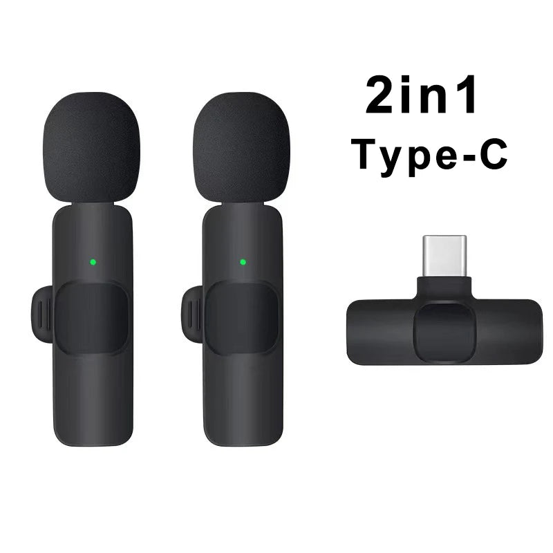 Wireless Lavalier Microphone Mini Portable Audio Video Recording Mic for iPhone Android Live Broadcast Gaming - Fullshopping