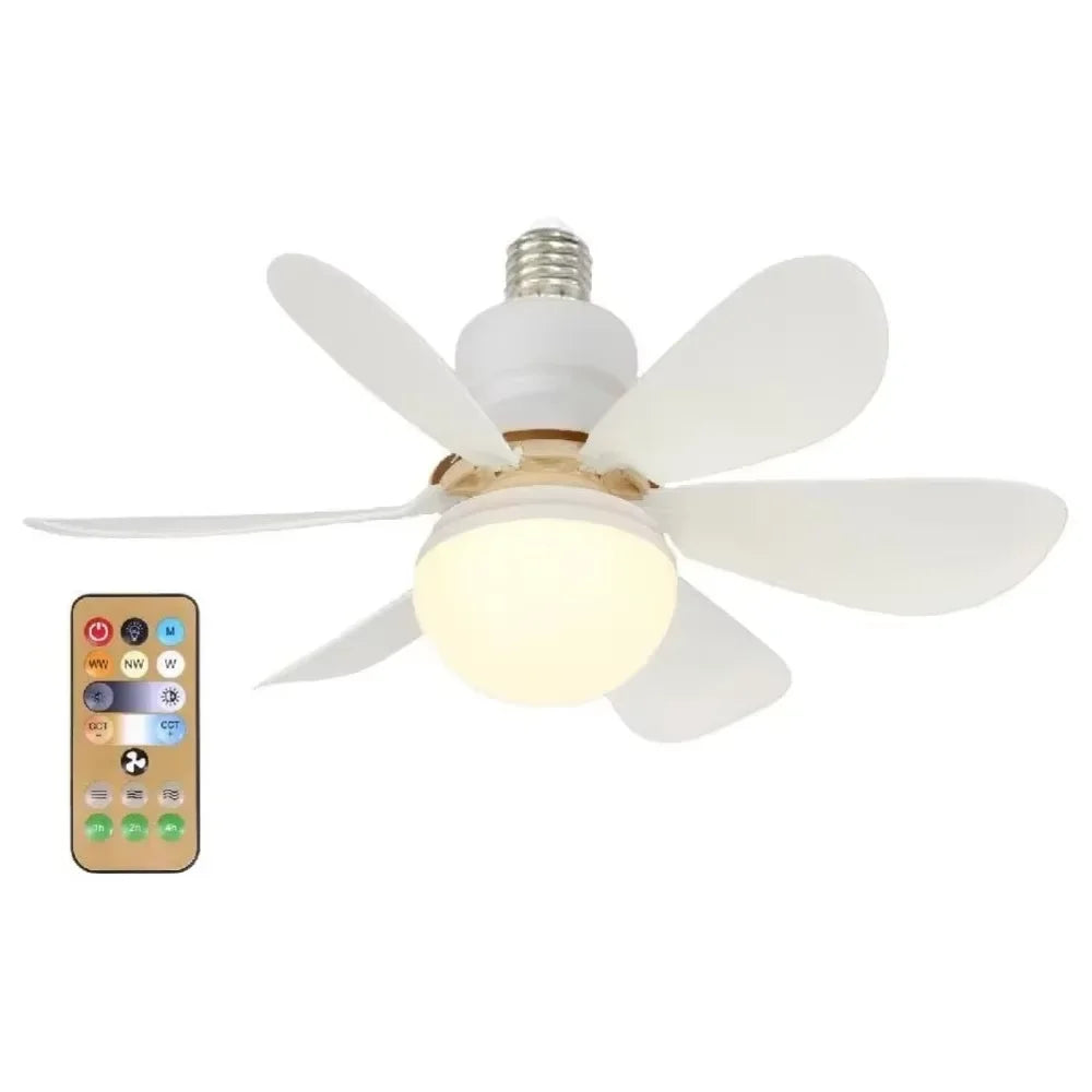 1pcs Ceiling Fans Light E27 LED with Remote Dimming Function Ceiling Fan Light for Bedroom Garage Study Kitchen and Home Use - Fullshopping