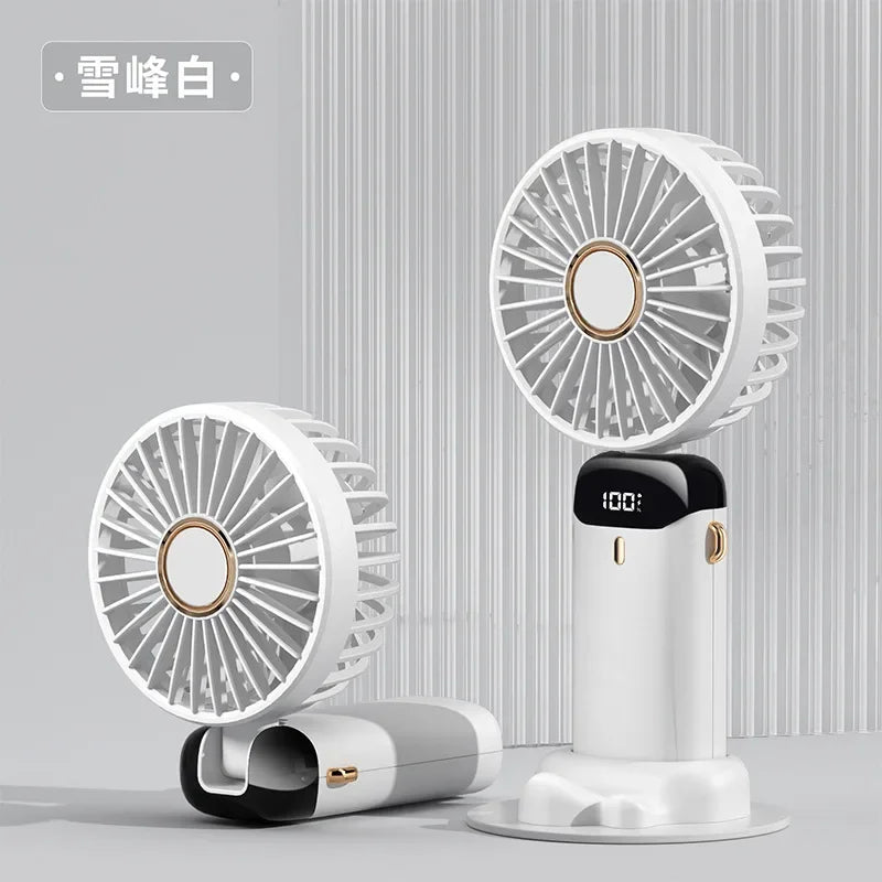 Handheld Fan with Digital Display, Foldable Fan Neck Hanging Fan, USB Charging Mini Fan Suitable for Outdoor Use in Offices - Fullshopping