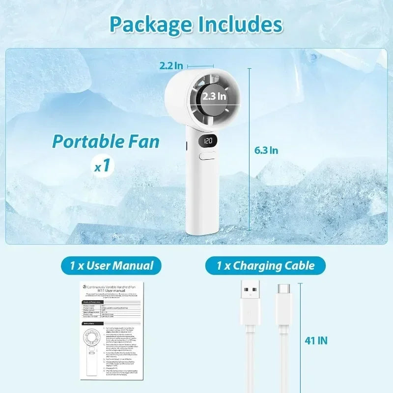 Portable USB Rechargeable Turbo Fan Mini Handheld Display Readout Fan for Outdoor Use Perfect Gift for Kids Car & Girlfriend - Fullshopping