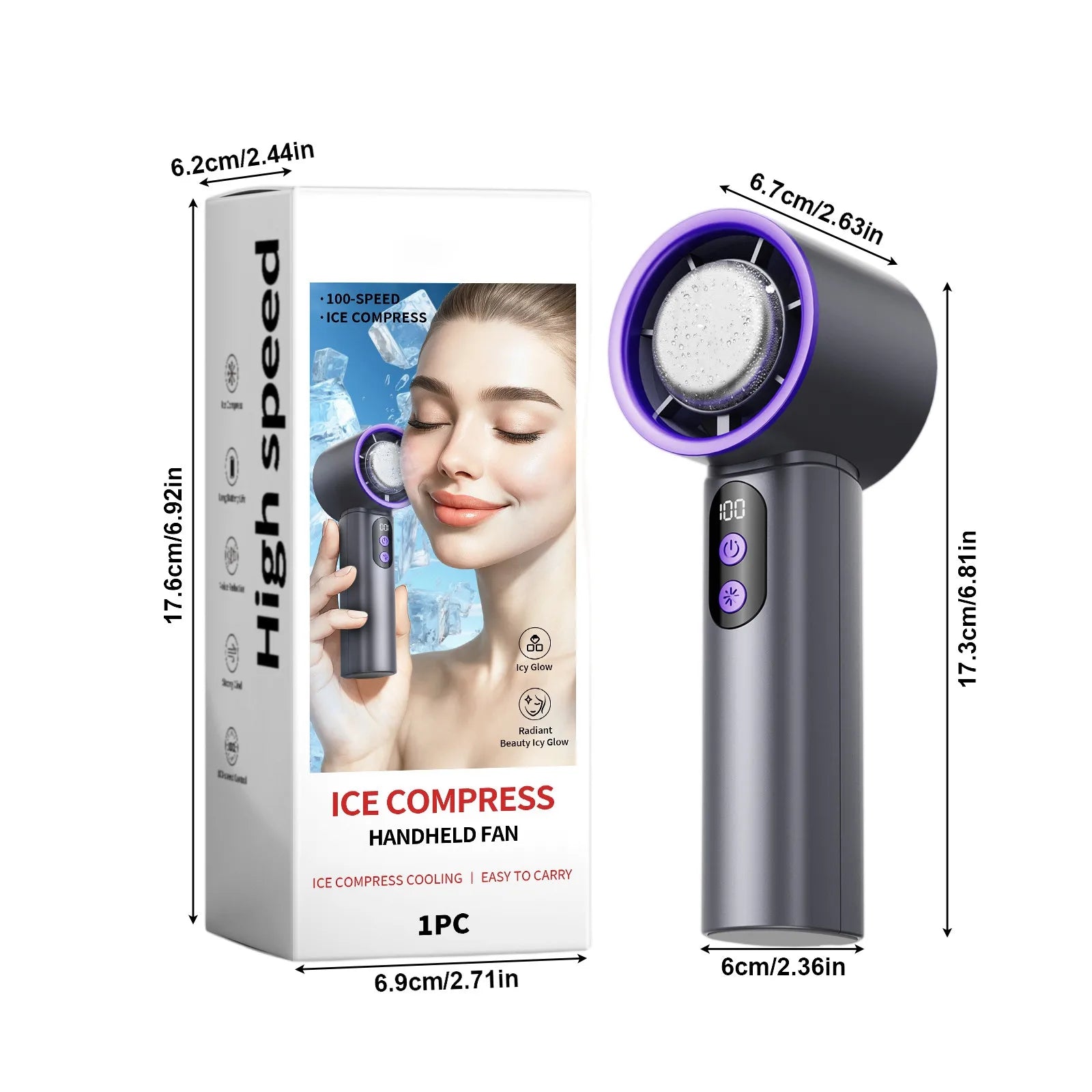 Turbo Fan Portable Handheld Cooling Fan Mini USB Ice Fan With Digital Display Outdoor Personal Camping Turbo Cold Air Fan - Fullshopping