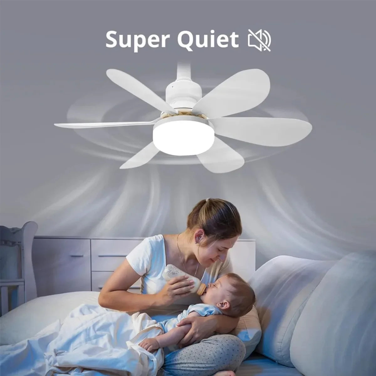 30W/40W Ceiling Fans with Remote Control LED Light Fan, E27 Lamp Base Intelligent Silent Ceiling Fan for Bedroom and Living Room - Fullshopping