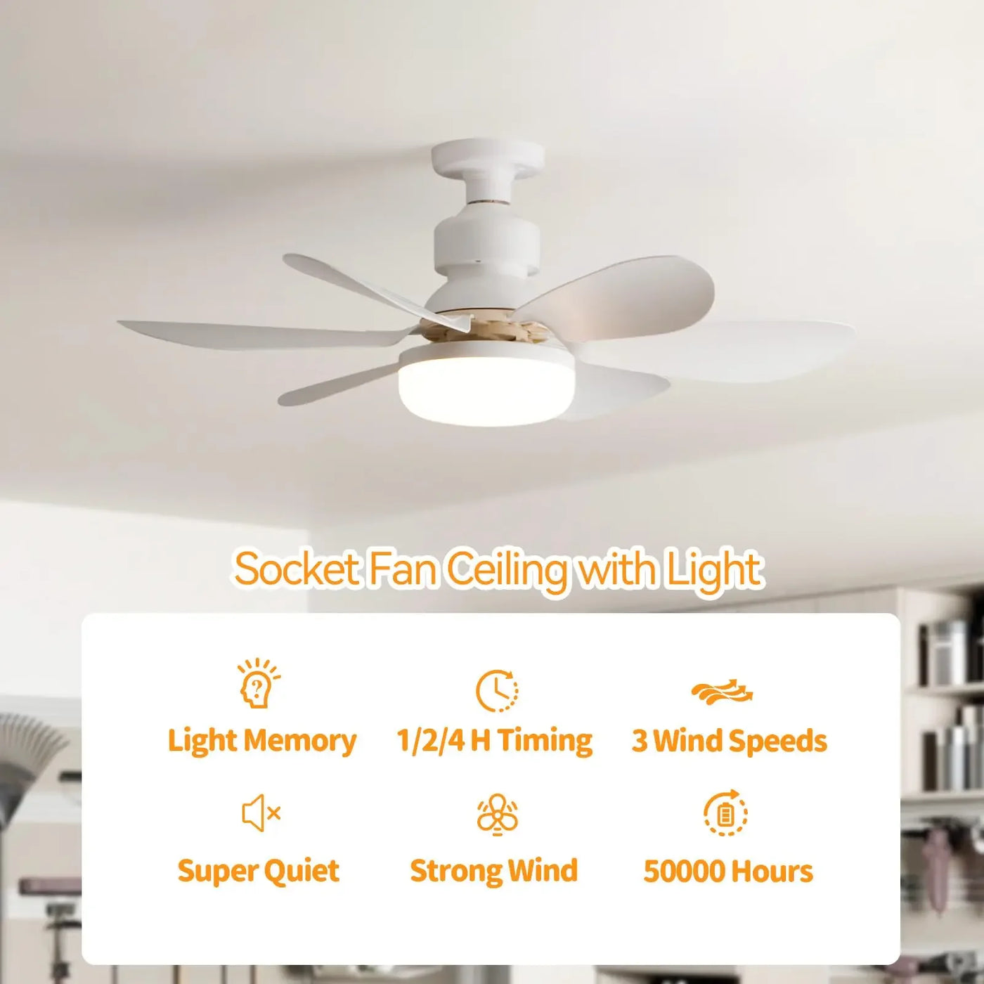 1pcs Ceiling Fans Light E27 LED with Remote Dimming Function Ceiling Fan Light for Bedroom Garage Study Kitchen and Home Use - Fullshopping