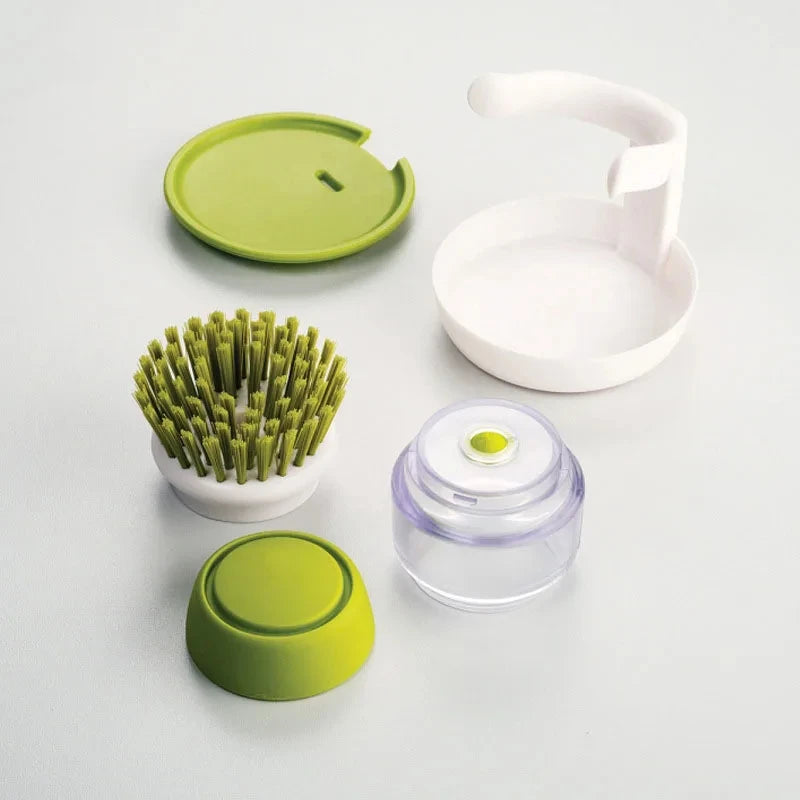Dish Brush With Soap Dispenser Multi Use Soap Dispensing Scrub Brush For Household Universal Kitchen Dish Palm Brush With Tary - Fullshopping