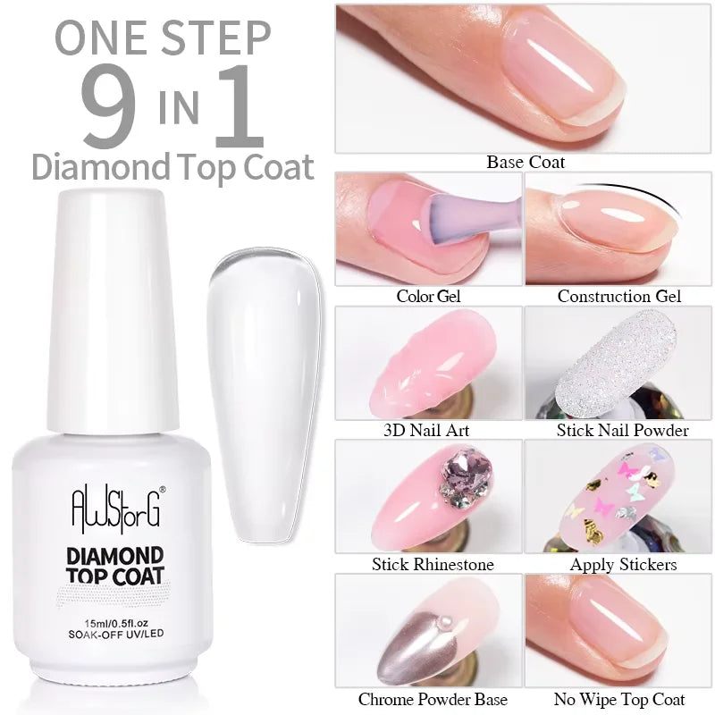 BOZLIN 15ML Super Top Coat  Function Gel No Wipe Matte Top Gel Transparent Soak Off  UV LED Nail Art Manicure Gel Varnish Primer