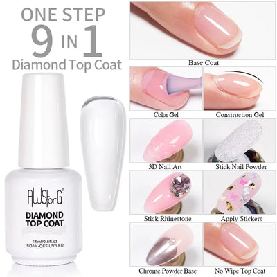 BOZLIN 15ML Super Top Coat  Function Gel No Wipe Matte Top Gel Transparent Soak Off  UV LED Nail Art Manicure Gel Varnish Primer