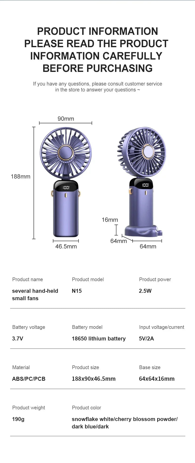 5000mAh Portable Fan Rechargeable 90° Foldable 5 Speed Mini Air Conditioner Small Fan Air Cooler with LED Digital Display - Fullshopping