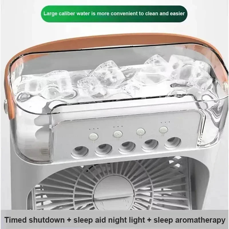 New 3 In 1 Fan AIr Conditioner Household Small Air Cooler LED Night Light Portable Humidifier Air Adjustment Fan Office Home Fan - Fullshopping