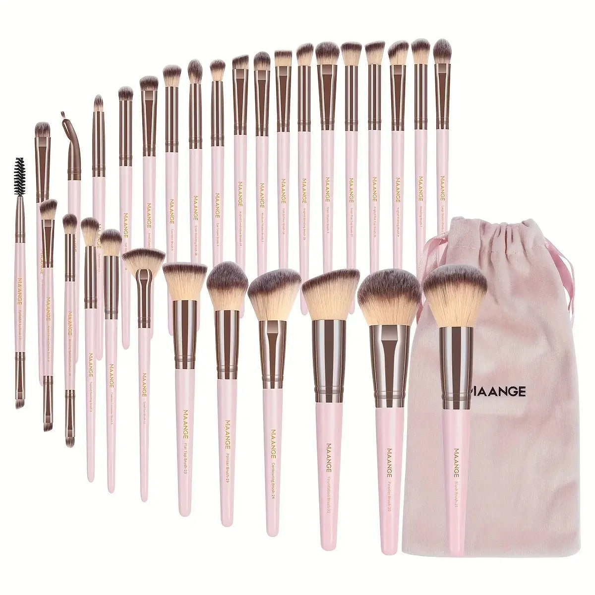MAANGE 30pcs Professional Makeup Brush Set Foundation Concealers Eye Shadows Powder Blush Blending Brushes Beauty Tools with Bag - Fullshopping