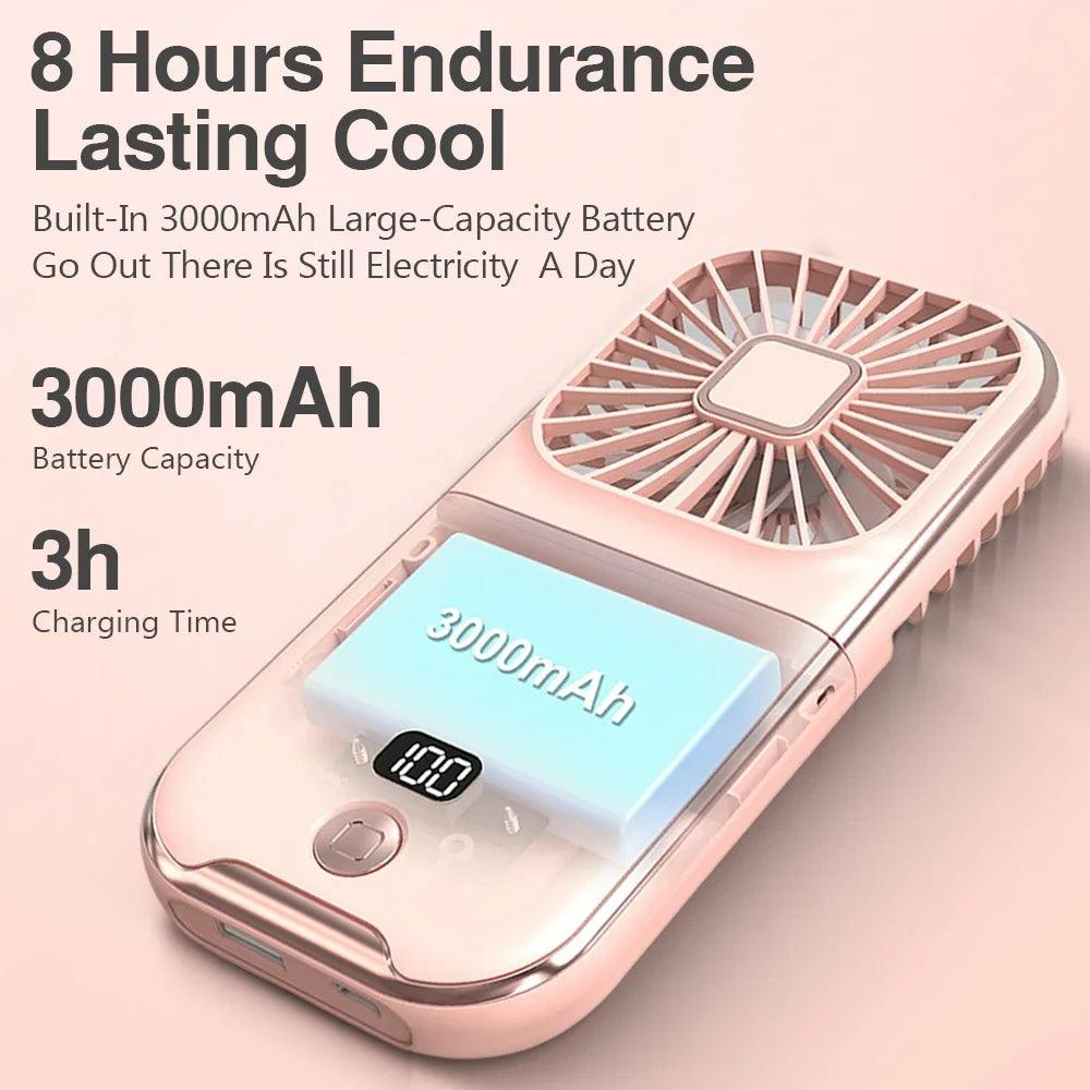 Fan Mini Digital Display Hanging Neck Fan Portable USB - fullshopping