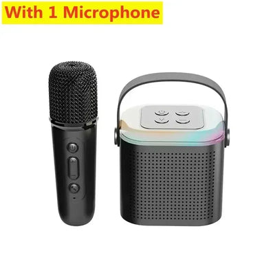 VIKEFON Mini Karaoke Machine LED Portable Bluetooth Speaker Suitable For Birthday Family Parties For Girls And Boys Microphone - Fullshopping