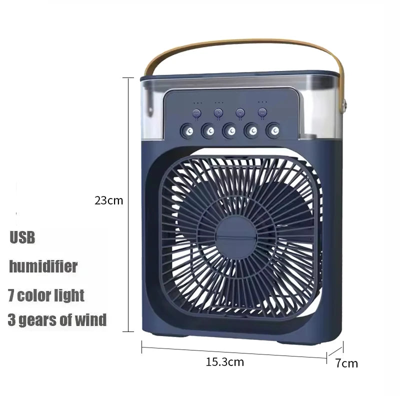 New 3 In 1 Fan AIr Conditioner Household Small Air Cooler LED Night Light Portable Humidifier Air Adjustment Fan Office Home Fan - Fullshopping