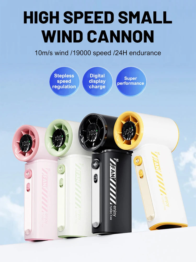 New Portable Turbo Small Air Cannon Handheld Fan 100 Wind Speeds Adjustable Mini Electric Fan USB Charging Fan Outdoor Mini Fan - Fullshopping