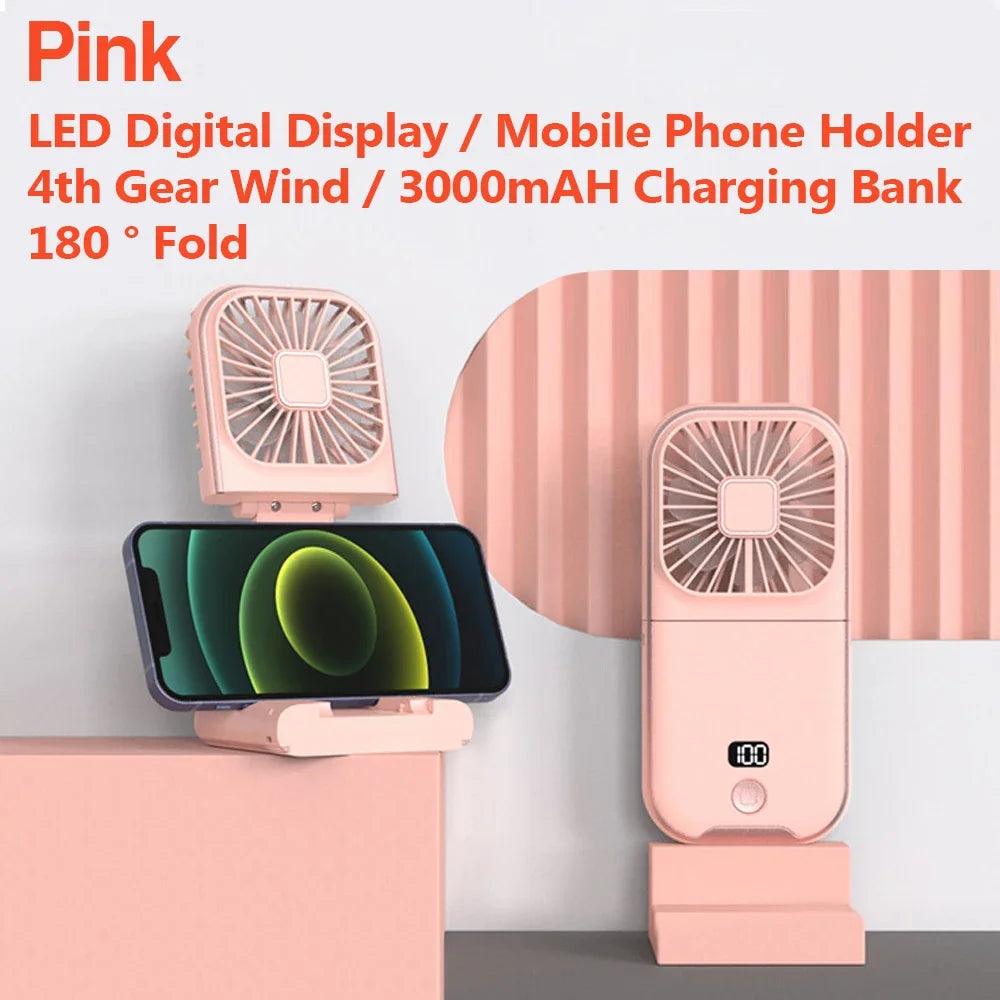 Fan Mini Digital Display Hanging Neck Fan Portable USB - fullshopping