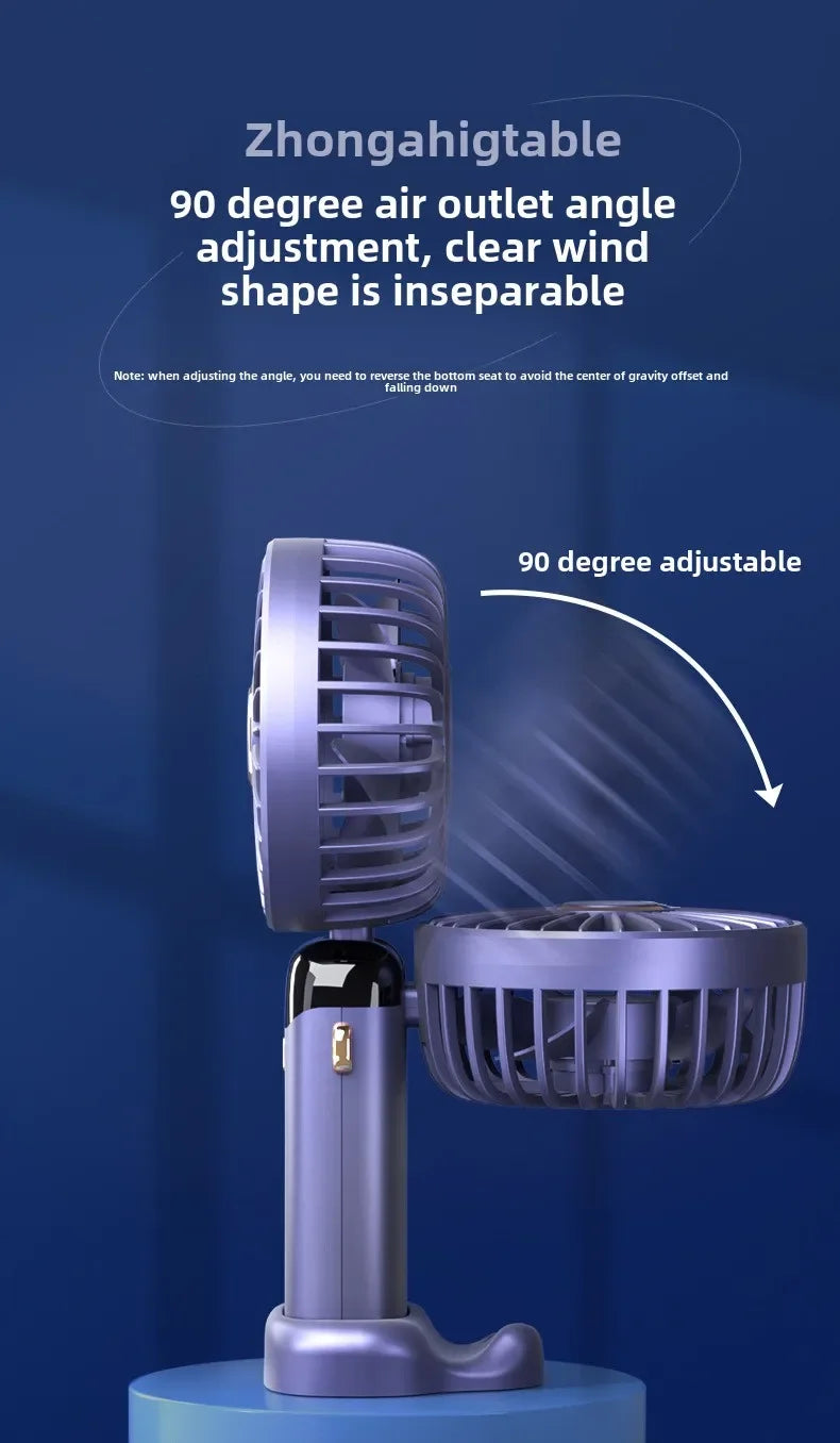 Handheld Fan with Digital Display, Foldable Fan Neck Hanging Fan, USB Charging Mini Fan Suitable for Outdoor Use in Offices - Fullshopping