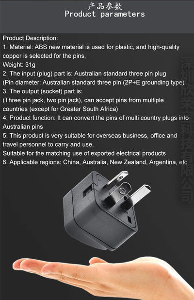 Universal Australian/China/New Zealand Travel Adapter,IEC Type I Plug US/EU/UK/Swiss/Italy/Japan To AU 3 Pin Power Converter 10A - Fullshopping