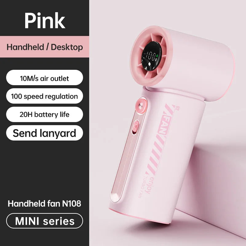 New Portable Turbo Small Air Cannon Handheld Fan 100 Wind Speeds Adjustable Mini Electric Fan USB Charging Fan Outdoor Mini Fan - Fullshopping