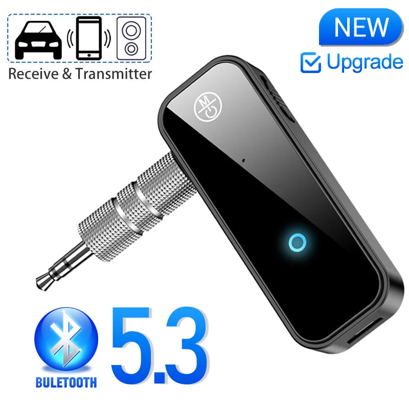 New Bluetooth 5.3 Transmitter Receiver 2 in1 Wireless Adapter 3.5mm Audio AUX Adapter For Car Audio Music Aux Handsfree Headset - Fullshopping
