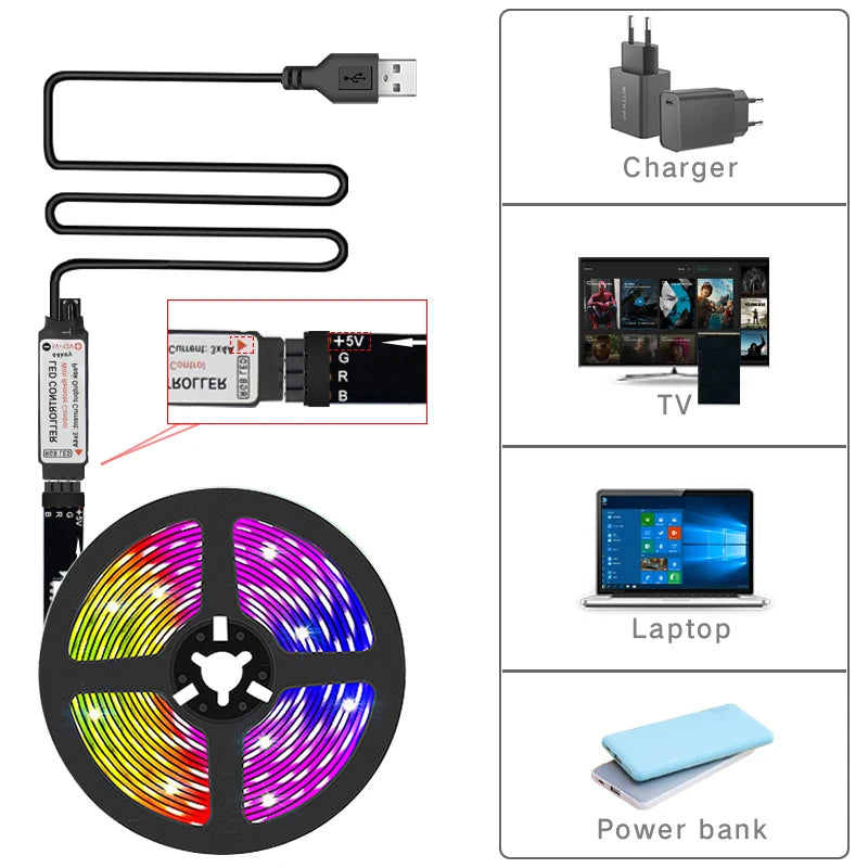 10m 20m Led Strip Lights with 44 Key Remote Control RGB Tape Led Wall Room for Home Bedroom Party Decor TV Backlight - Fullshopping