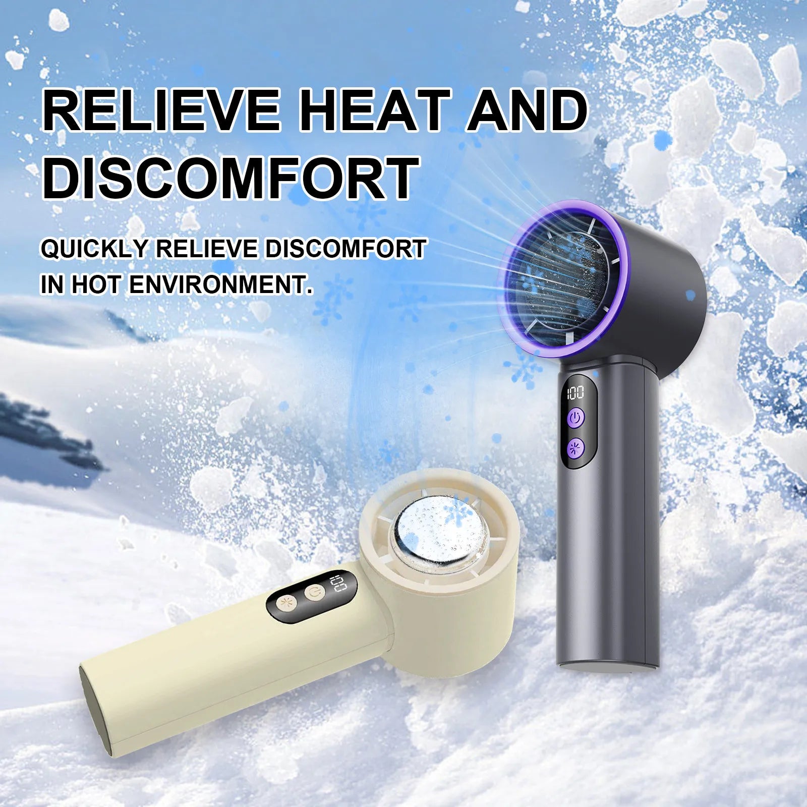 Turbo Fan Portable Hand Fan Mini USB Rechargeable Fan Ice Cooling Fan Handheld Turbo Fan Small Pocket Fan with Digital Display - Fullshopping