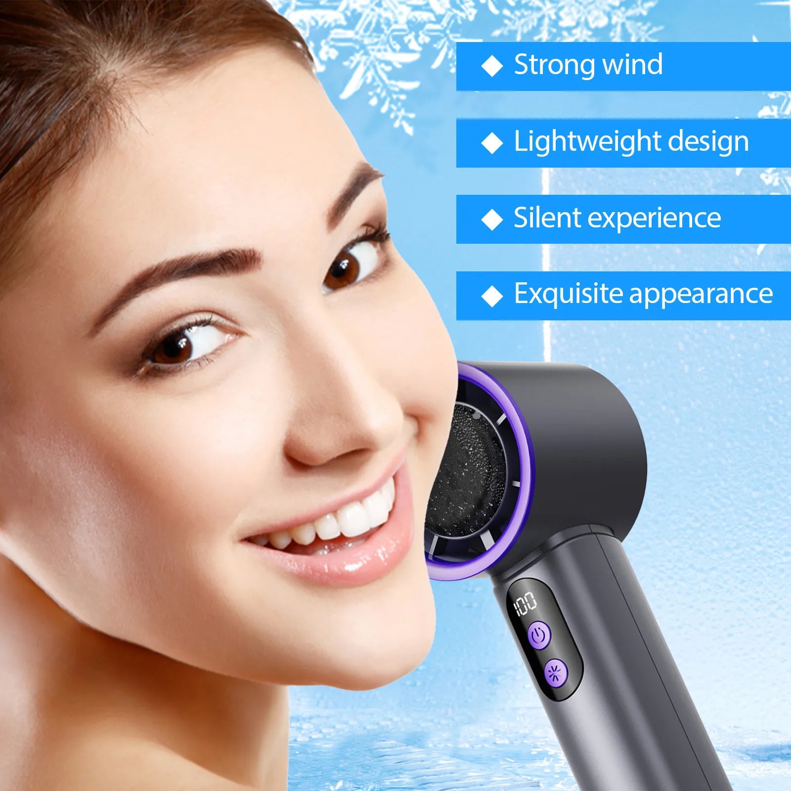 Turbo Fan Portable Handheld Cooling Fan Mini USB Ice Fan With Digital Display Outdoor Personal Camping Turbo Cold Air Fan - Fullshopping