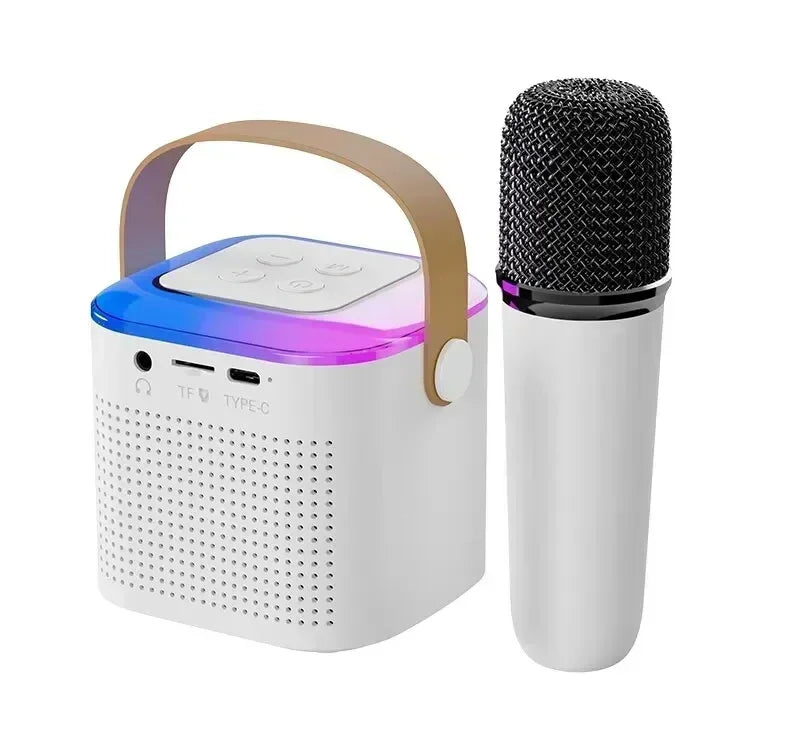 VIKEFON Mini Karaoke Machine LED Portable Bluetooth Speaker Suitable For Birthday Family Parties For Girls And Boys Microphone - Fullshopping