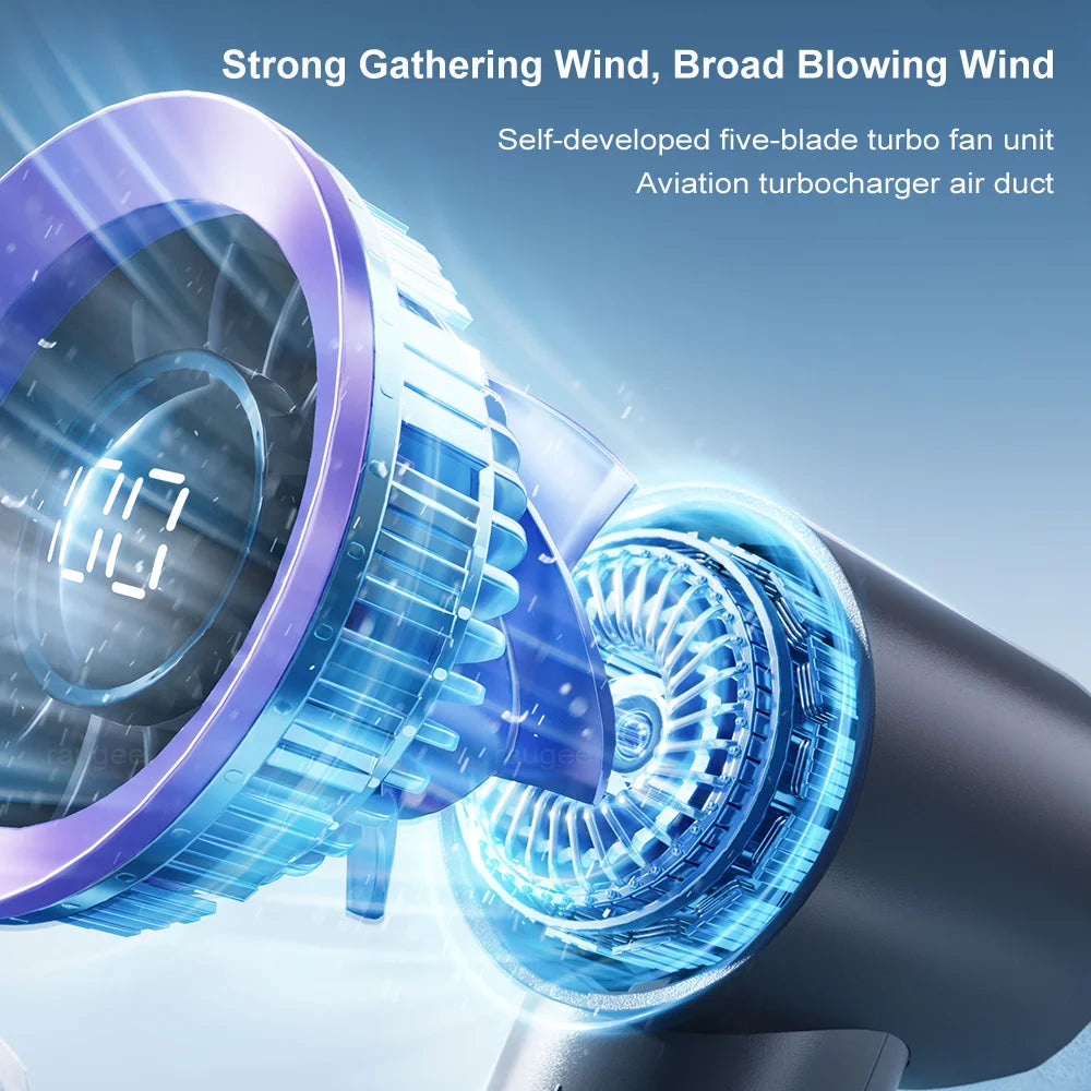 Portable Fan Turbo Wind 100 Strong Speed Mini Cooling Fan Electric Handheld Fan with Digital Display 1800mAh USB Rechargeable - Fullshopping