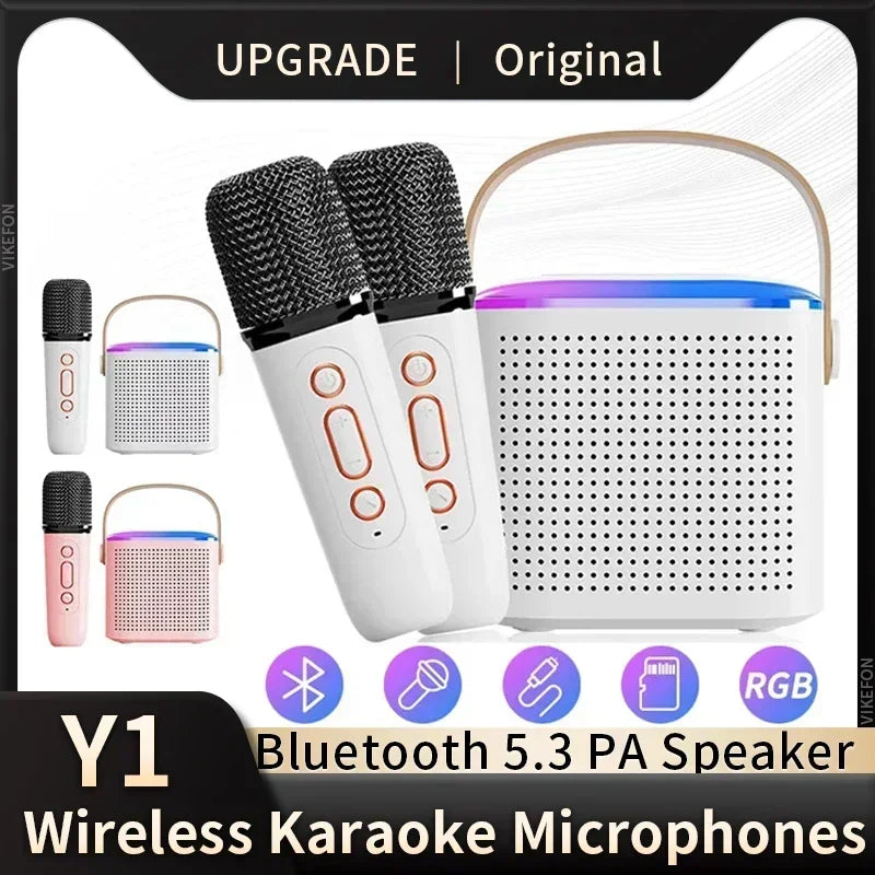 VIKEFON Mini Karaoke Machine LED Portable Bluetooth Speaker Suitable For Birthday Family Parties For Girls And Boys Microphone - Fullshopping