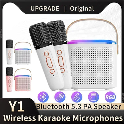 VIKEFON Mini Karaoke Machine LED Portable Bluetooth Speaker Suitable For Birthday Family Parties For Girls And Boys Microphone - Fullshopping