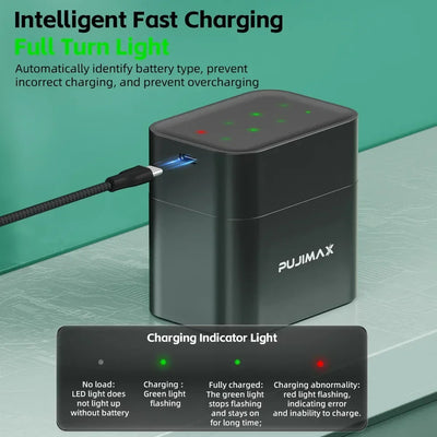 AA/AAA 8 Slots with Smart Charger with 1.5V 4255mWh/3400mWh Lithium Batteries – Fast Charging Battery Charger Set - Fullshopping