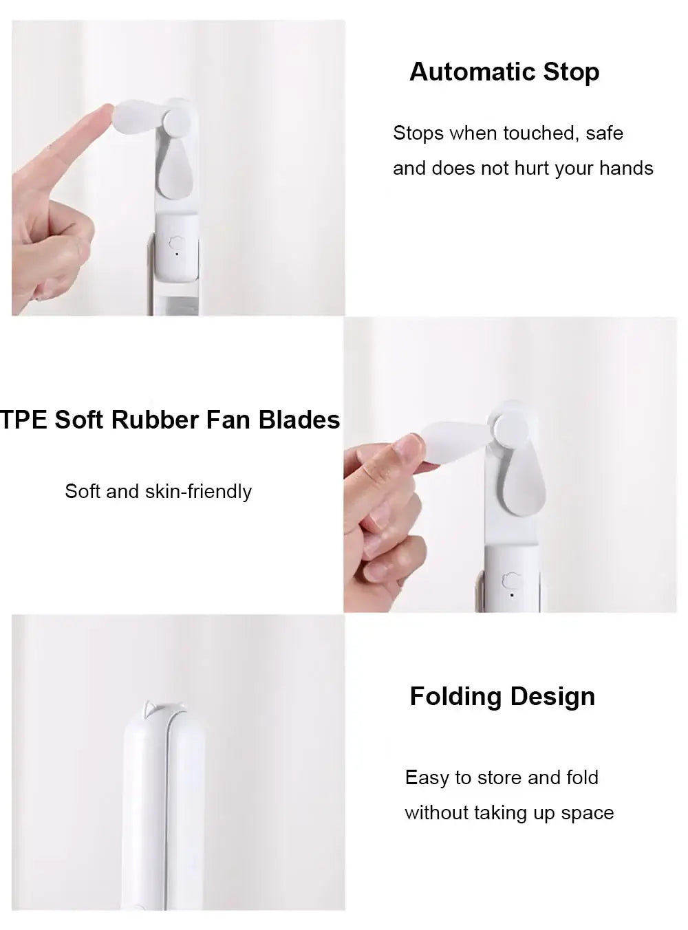 Portable Mini Handheld Fan Small Pocket Fan USB Rechargeable Battery Fan Folding Cooling Hand Fan Mini USB Fan with Power Bank - Fullshopping