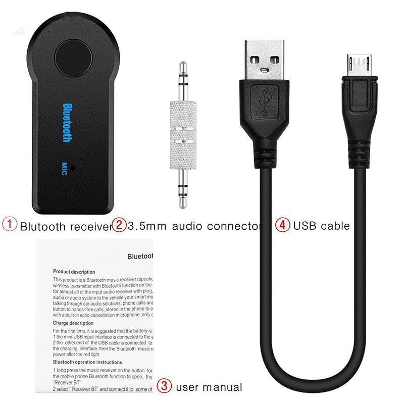 Wireless Bluetooth 5.0 Audio Receiver Mini Bluetooth Stereo AUX USB for PC Earphone Car Handfree Wireless Bluetooth Adapter 2in1 - Fullshopping