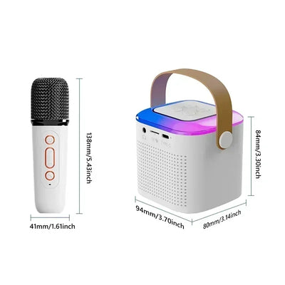 VIKEFON Mini Karaoke Machine LED Portable Bluetooth Speaker Suitable For Birthday Family Parties For Girls And Boys Microphone - Fullshopping