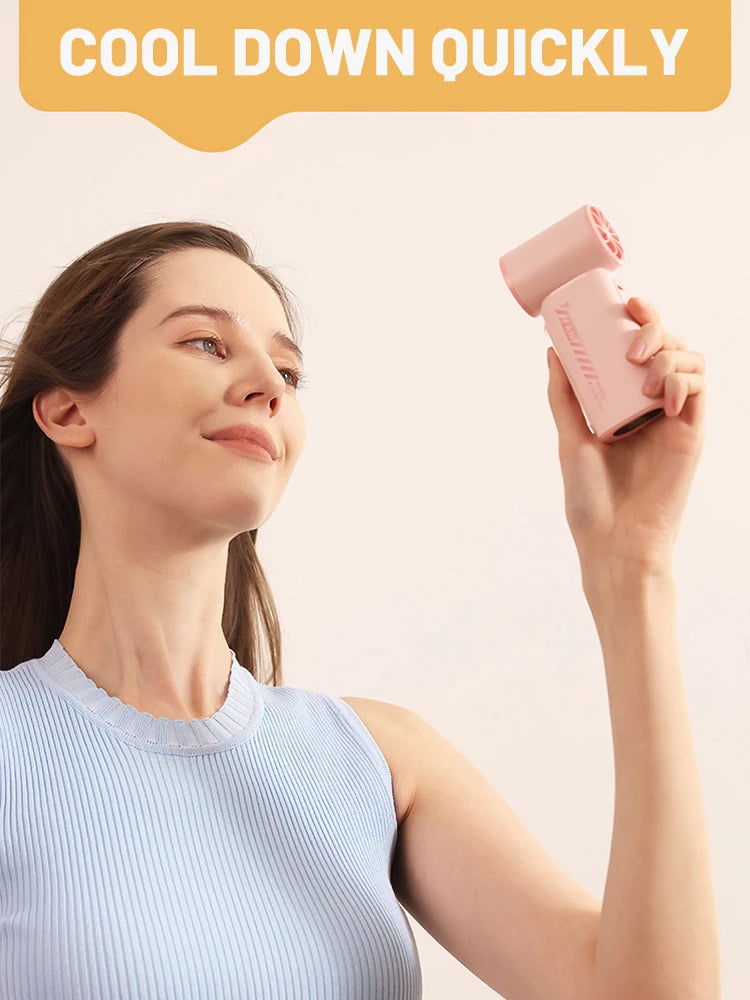 Portable Handheld Turbo Fan 100 Wind Speeds Adjustable Mini Personal Fan USB Rechargeable Battery Operated Electric Pocket Fan - Fullshopping