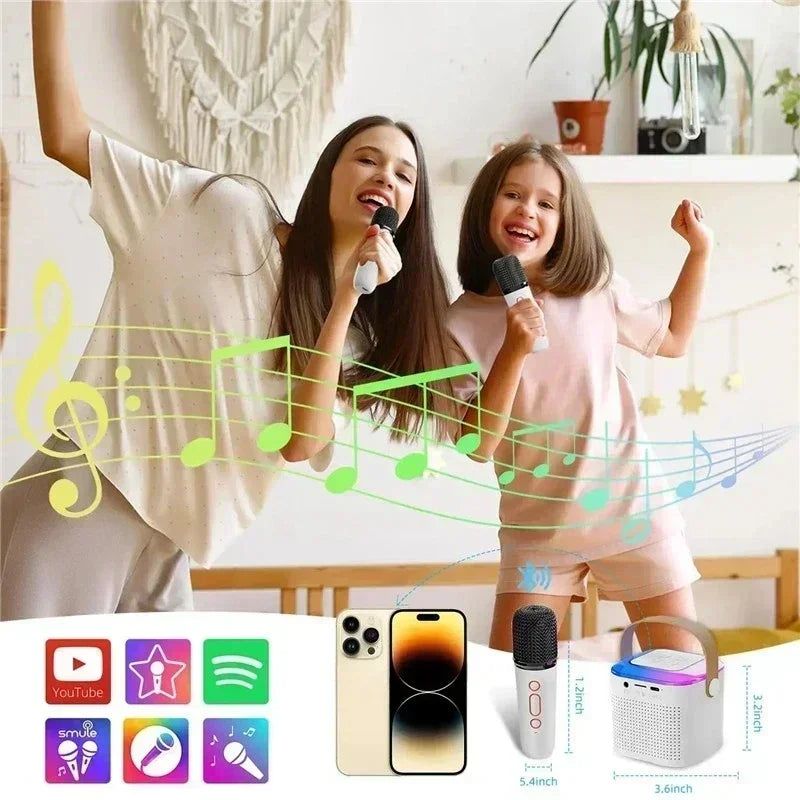VIKEFON Mini Karaoke Machine LED Portable Bluetooth Speaker Suitable For Birthday Family Parties For Girls And Boys Microphone - Fullshopping