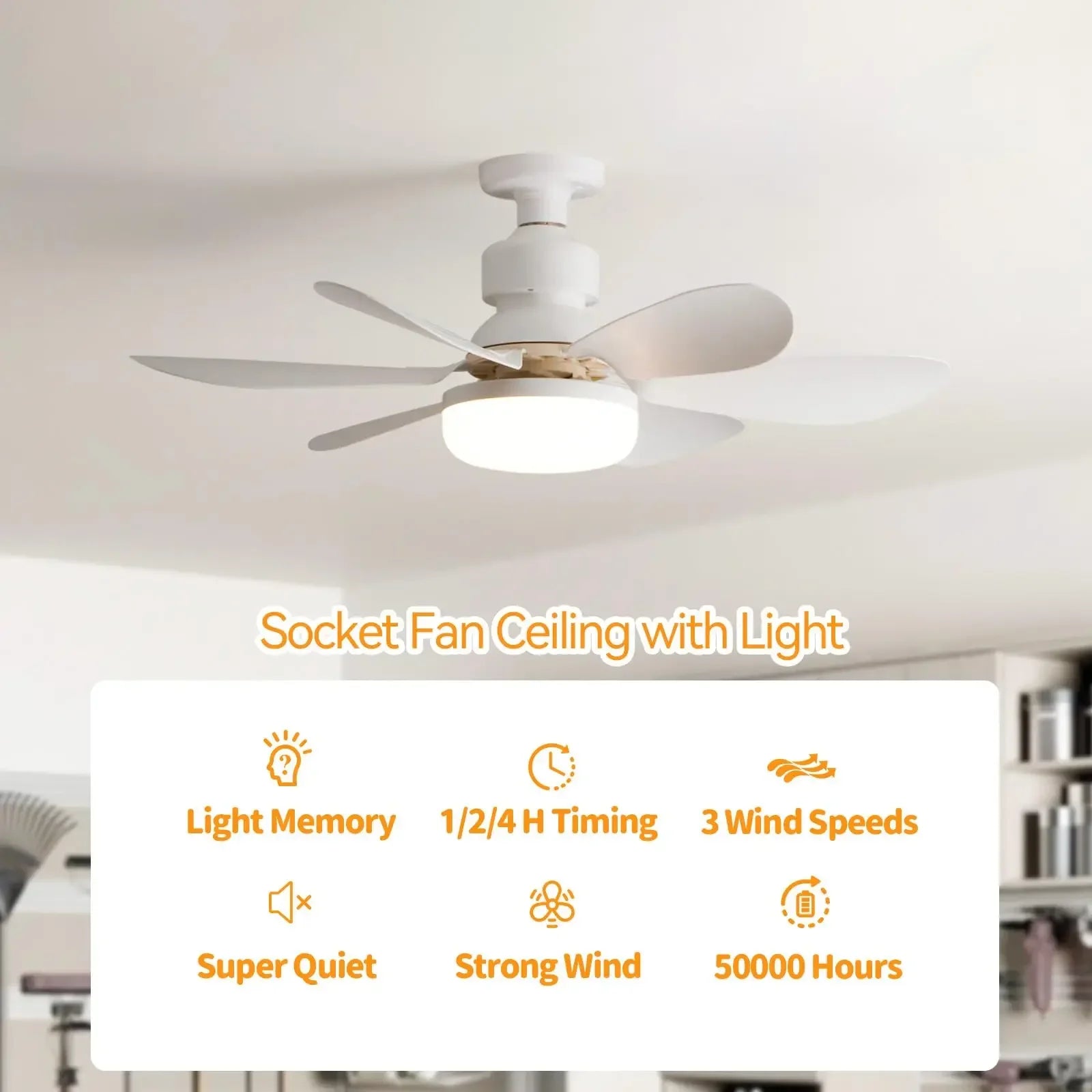 LED 40W ceiling fan light E27 with remote control for dimming, suitable for living room, study, household use, 85-265V - Fullshopping